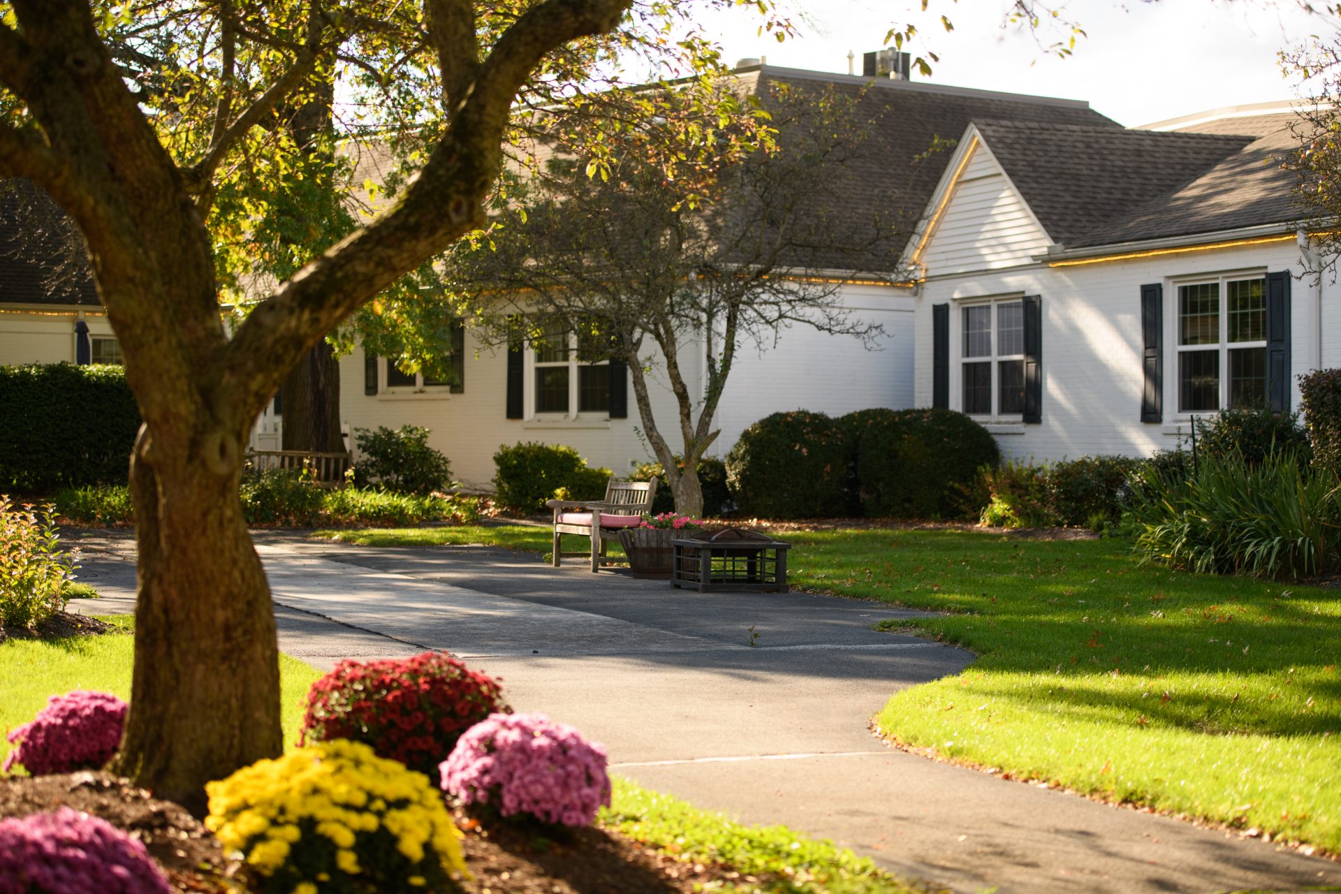 Autumn courtyard at Maple Farm